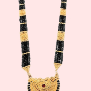 Uttarakhandi Black Beaded Mangalsutra with Stones