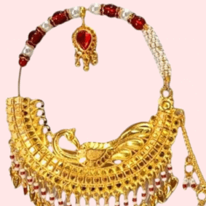 Regal Gold-Plated Bridal Nath with Elegant Chain