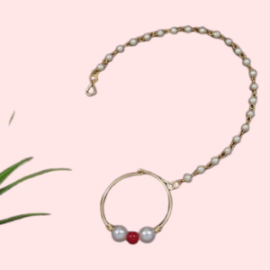Bridal Nose Ring with Pearl Chain for Women