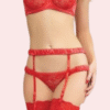 Sultry Red Lace Garter Belt with a Flirty Twist
